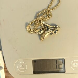 Sapphire diamond necklace 14 kt yellow gold